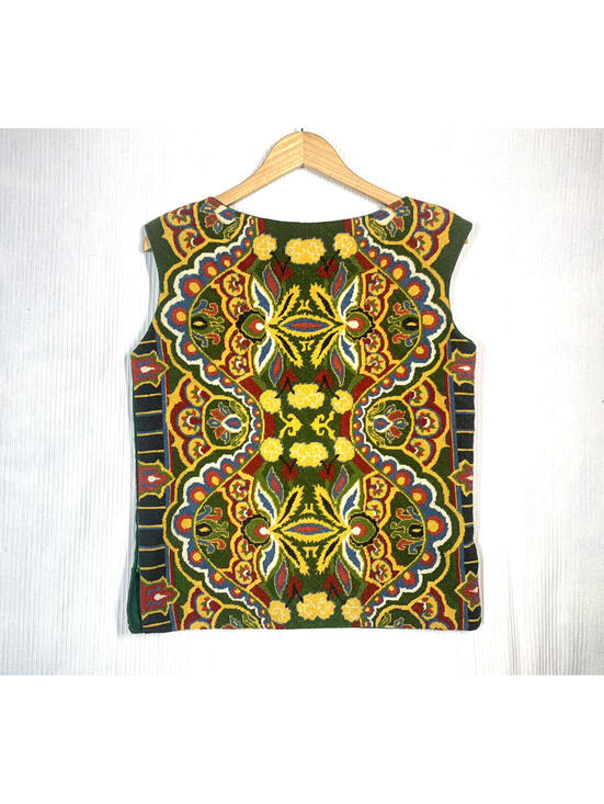 Tops - Vtg 60s Needlepoint Shirt Petit Point Hand Embroidered M L OOAK Textile Art Folk